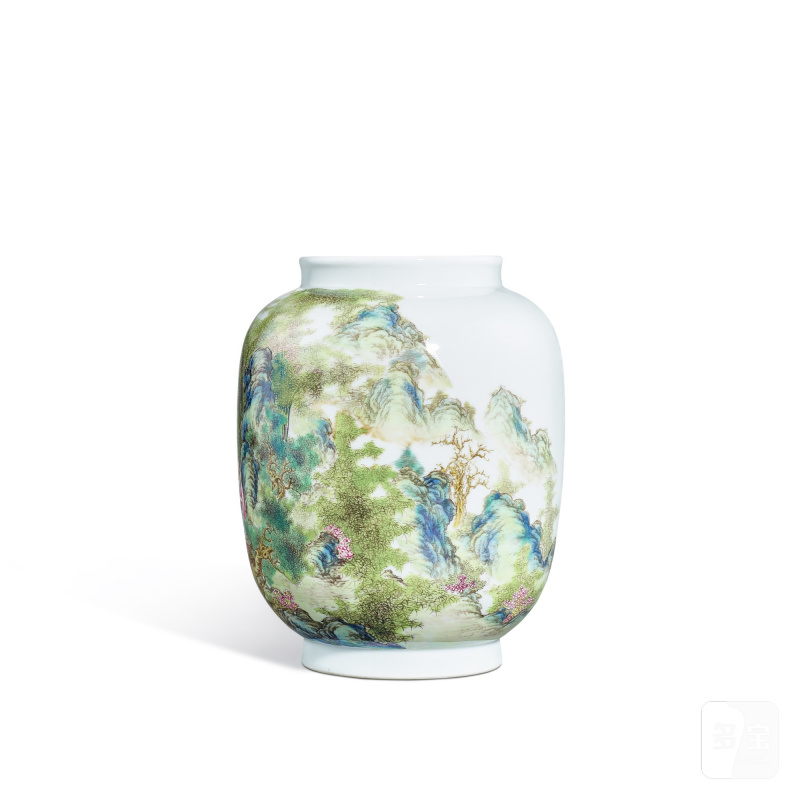 A famille-rose 'landscape' vase, Jingyuan Tang hall mark, Republican period | 民國 粉彩攜琴訪友圖燈籠瓶 《靜遠堂製》款 - 图3